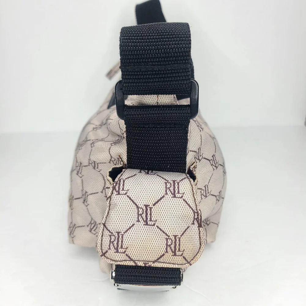 Vintage Lauren Ralph Lauren Logo Nylon Zip Up‎ Hobo Bag Y2K